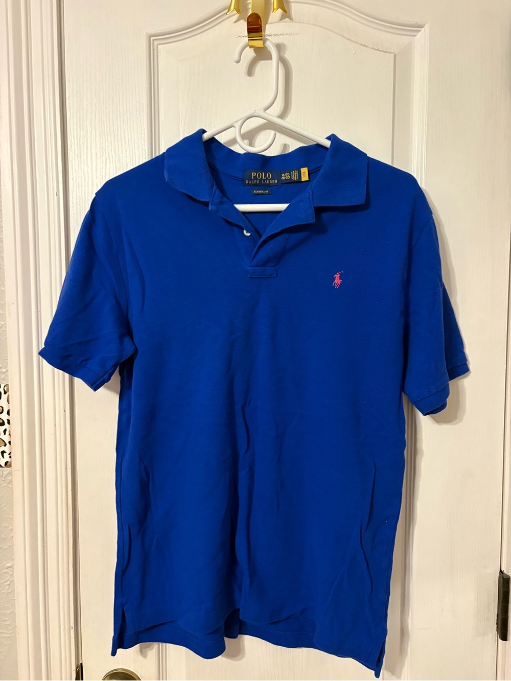 Polo by Ralph Lauren Blue Short Sleeve Polo with Pink Pony